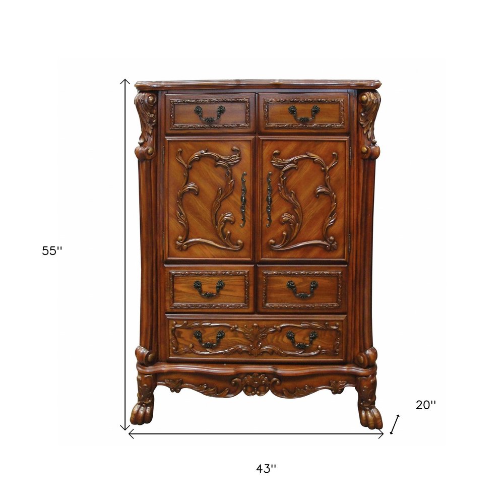 20" X 66" X 38" Cherry Oak Wood Poly Resin Dresserserver