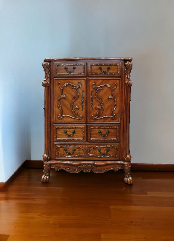 20" X 66" X 38" Cherry Oak Wood Poly Resin Dresserserver