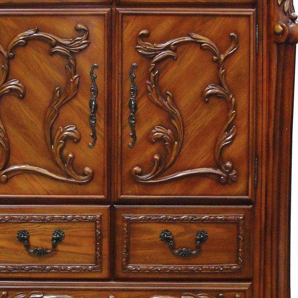 20" X 66" X 38" Cherry Oak Wood Poly Resin Dresserserver