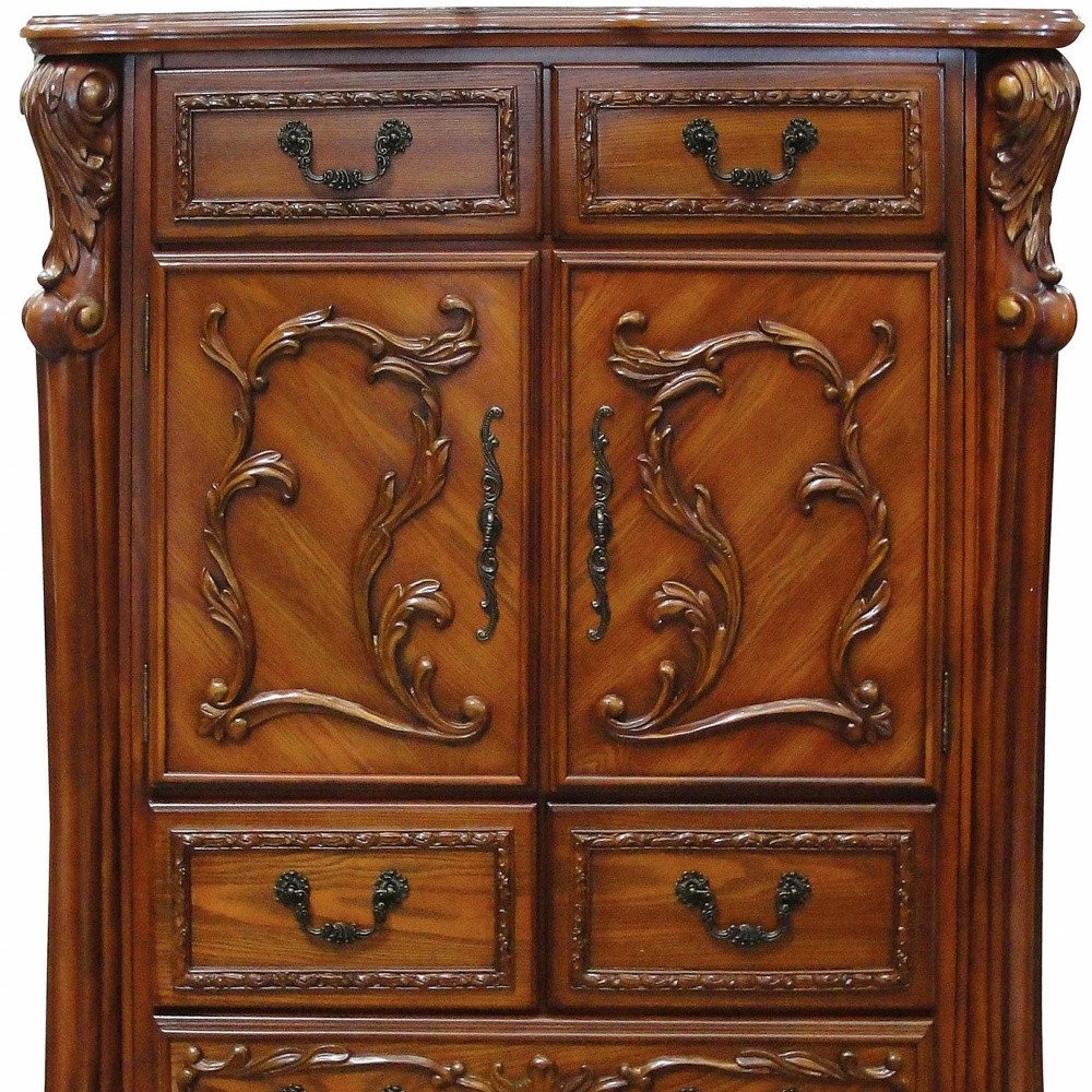 20" X 66" X 38" Cherry Oak Wood Poly Resin Dresserserver