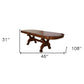 46" Dark Brown Free Form Solid Wood Double Pedestal Base Dining Table