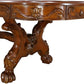 46" Dark Brown Free Form Solid Wood Double Pedestal Base Dining Table