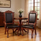 Set of Two Brown Upholstered Faux Leather Queen Anne Back Dining Arm Chairs