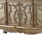 66" Gold Solid Wood Carved Scrollwork Seven Drawer Sideboard with Two Doors