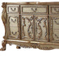 66" Gold Solid Wood Carved Scrollwork Seven Drawer Sideboard with Two Doors