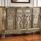 66" Gold Solid Wood Carved Scrollwork Seven Drawer Sideboard with Two Doors