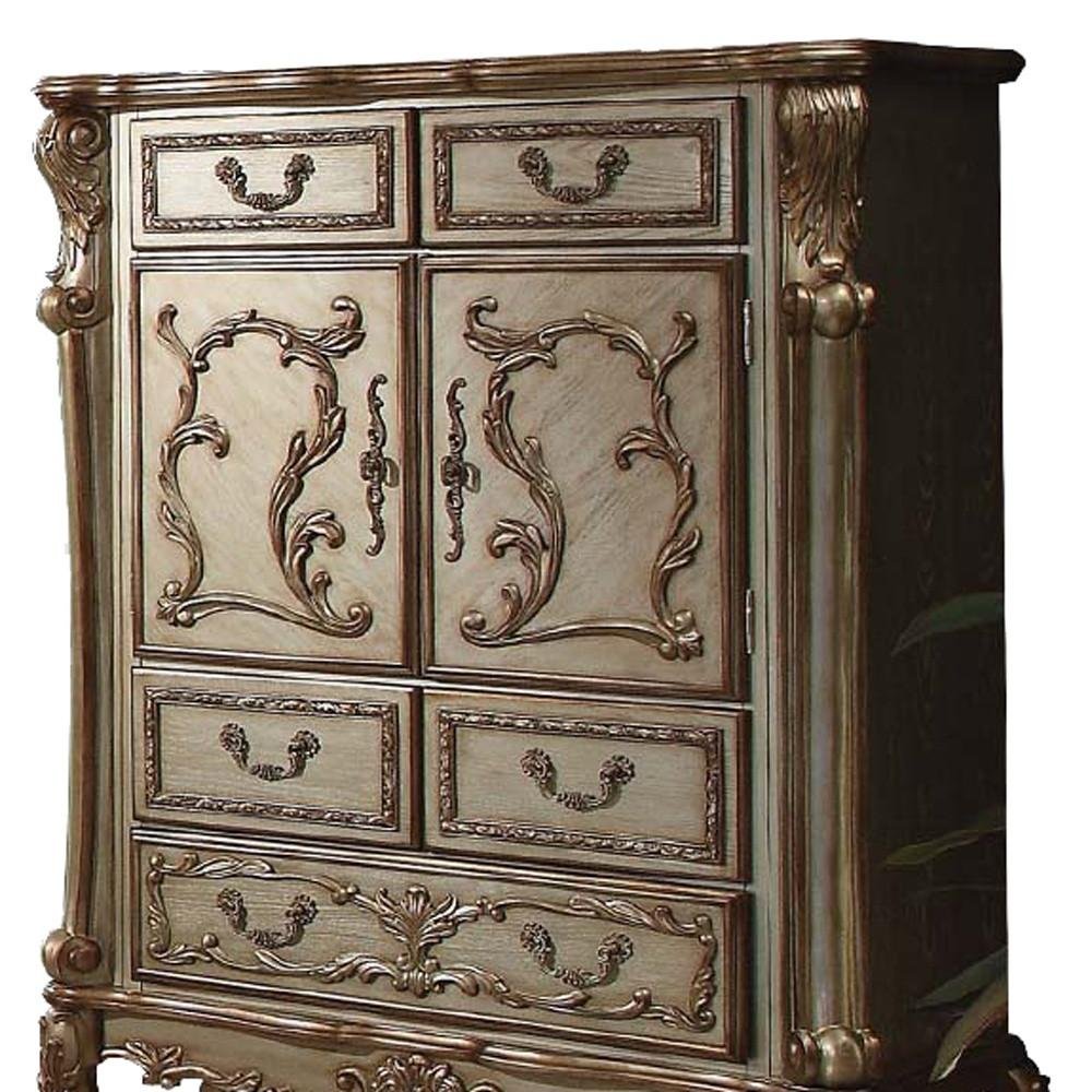 20" Brown Solid Wood Five Drawer