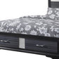 Black Gray and Silver Faux Crystal Bling Wood King Bed Frame With Two Drawers