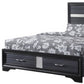 Black Gray and Silver Faux Crystal Bling Wood King Bed Frame With Two Drawers