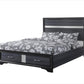 Black Gray and Silver Faux Crystal Bling Wood King Bed Frame With Two Drawers
