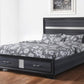 Black Gray and Silver Faux Crystal Bling Wood King Bed Frame With Two Drawers