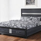Black Gray and Silver Faux Crystal Bling Wood King Bed Frame With Two Drawers