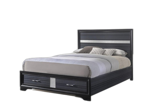 Black And Gray Wood Queen With Two Drawers Bed Frame