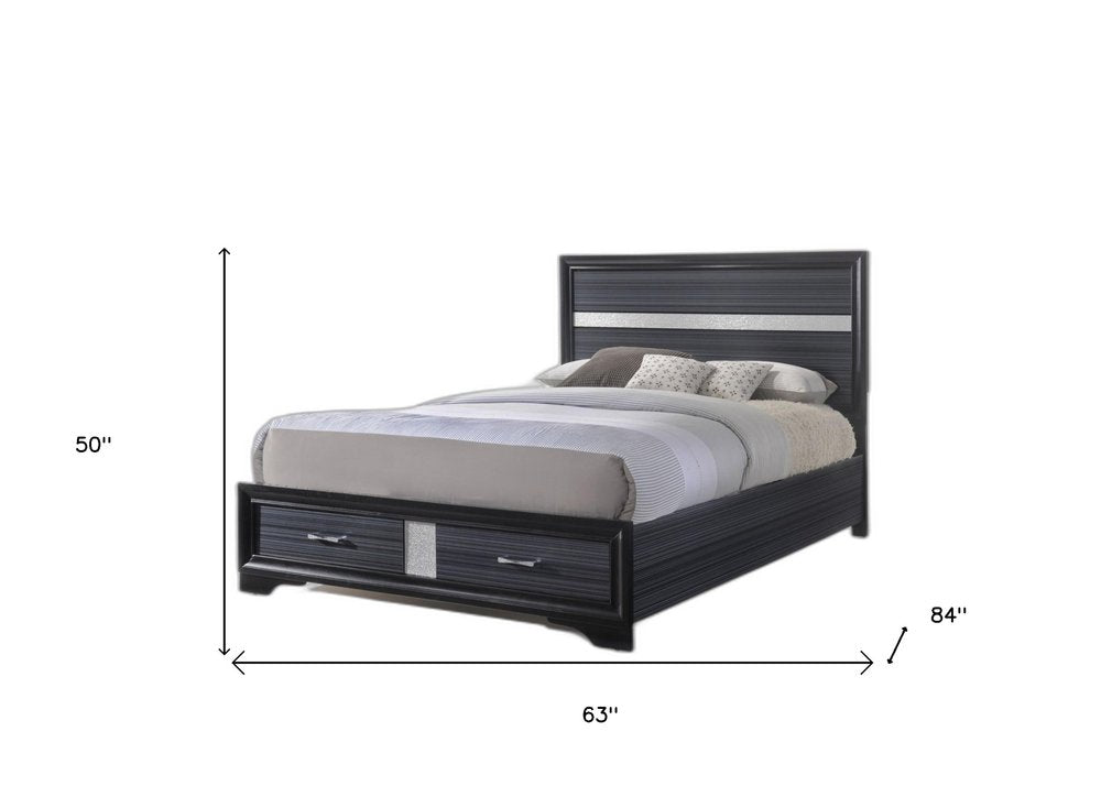 Black And Gray Wood Queen With Two Drawers Bed Frame