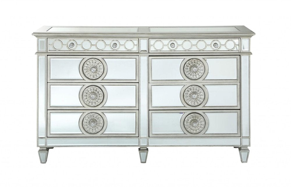 68" Gray Wood Six Drawer Double Dresser