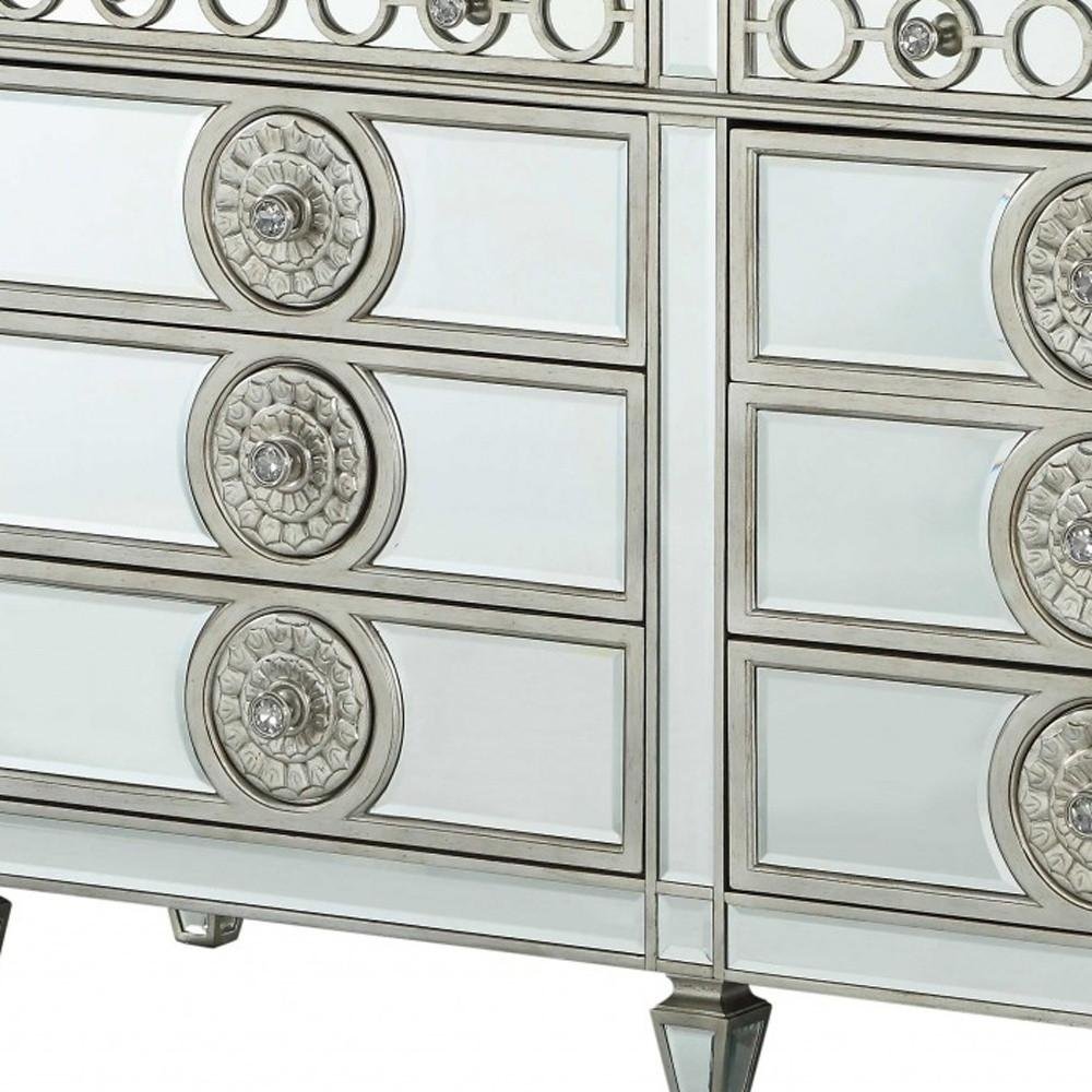 68" Gray Wood Six Drawer Double Dresser