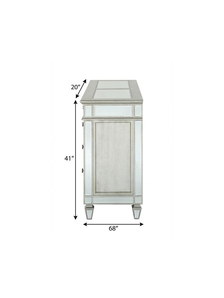 68" Gray Wood Six Drawer Double Dresser