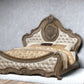 Oak and Bronze Solid Wood Tufted Upholstered Faux Leather Bed Frame