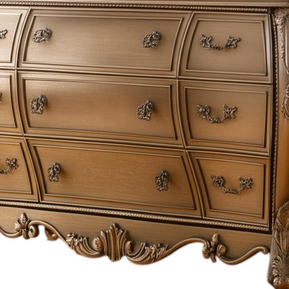 21" Brown Solid Wood Six Drawer
