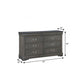 57" Gray Solid Wood Six Drawer Double Dresser