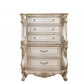 21" Antiqued White Wood Five Drawer Dresser