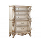 21" Antiqued White Wood Five Drawer Dresser