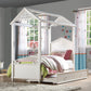 White Wood Twin Canopy Bed Frame
