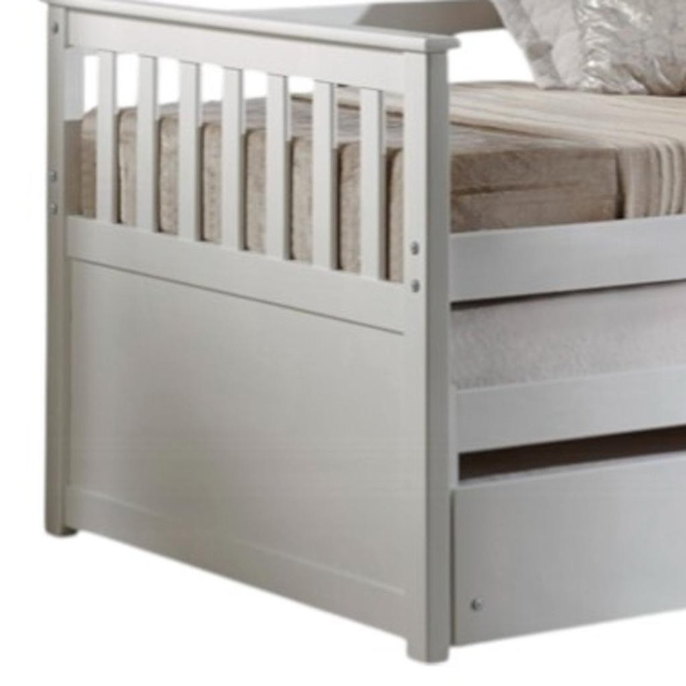 Gray and Brown Wood Twin Bed Frame With Trundle