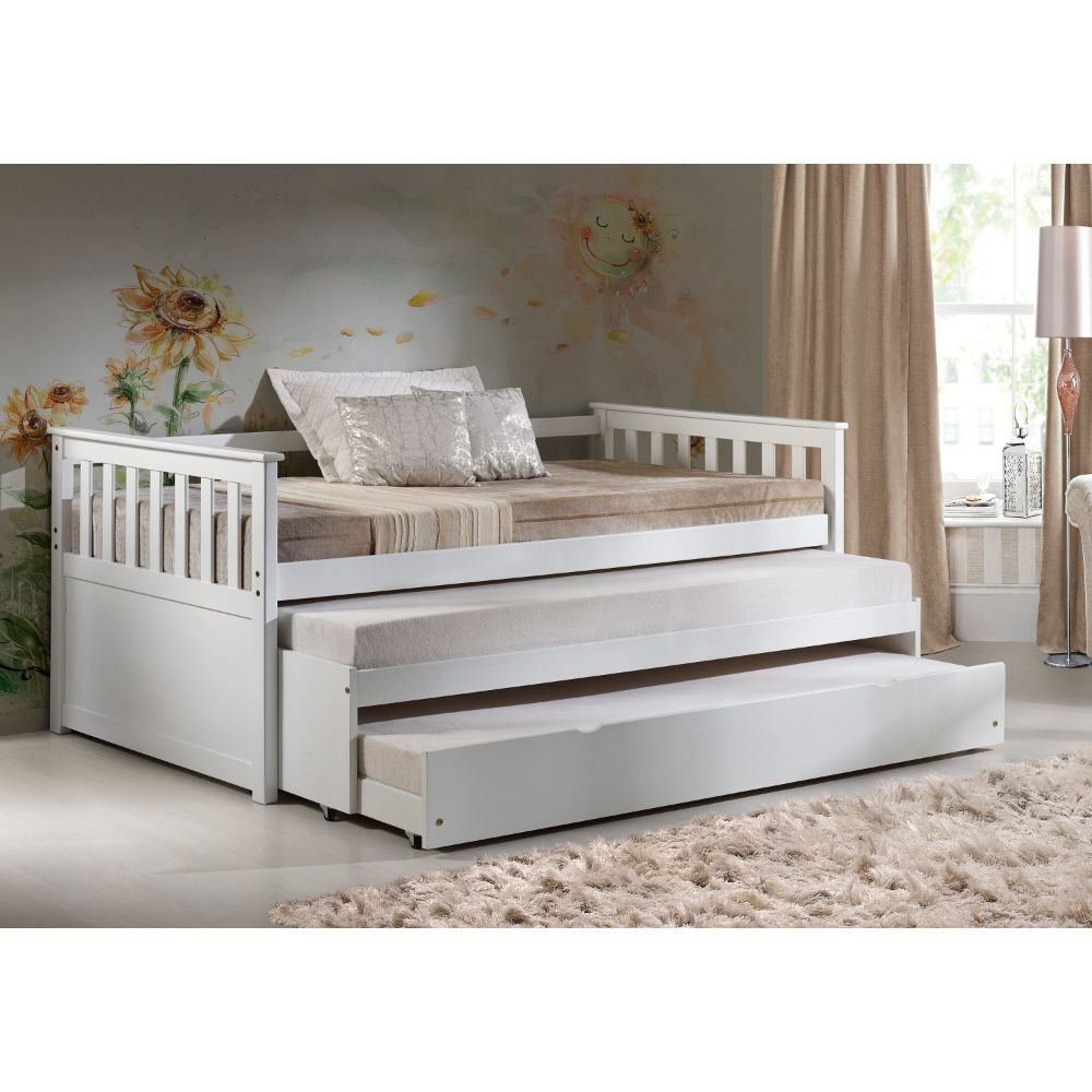 Gray and Brown Wood Twin Bed Frame With Trundle