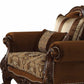 37" Brown Velvet Floral Club Chair And Toss Pillows