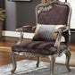 29" Purple and Platinum Velvet Floral Arm Chair And Toss Pillow