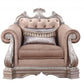 42" Cherry Blossom Pink Tufted Velvet and Wood Arm Chair And Toss Pillow