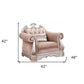 42" Cherry Blossom Pink Tufted Velvet and Wood Arm Chair And Toss Pillow