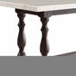 72" White and Gray Marble And Solid Wood Trestle Base Dining Table