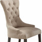 Set of Two 28" Beige and Dark Brown Linen Tufted Parsons Chair