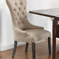 Set of Two 28" Beige and Dark Brown Linen Tufted Parsons Chair