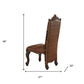 Set of Two Brown Upholstered Faux Leather Queen Anne Back Dining Side Chairs
