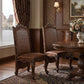 Set of Two Brown Upholstered Faux Leather Queen Anne Back Dining Side Chairs