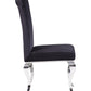 Set of Two Black And Silver Upholstered Fabric Dining Side Chairs