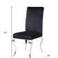 Set of Two Black And Silver Upholstered Fabric Dining Side Chairs