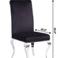Set of Two Black And Silver Upholstered Fabric Dining Side Chairs