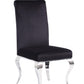 Set of Two Black And Silver Upholstered Fabric Dining Side Chairs