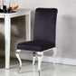 Set of Two Black And Silver Upholstered Fabric Dining Side Chairs