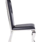 Set of Two Black And Silver Upholstered Faux Leather Dining Side Chairs
