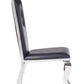 Set of Two Black And Silver Upholstered Faux Leather Dining Side Chairs