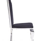 Set of Two Black And Silver Upholstered Fabric Dining Side Chairs