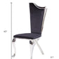 Set of Two Black And Silver Upholstered Fabric Dining Side Chairs