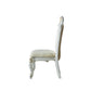 Set of Two 27" Beige and White Faux Leather Damask Side Chair