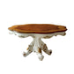 62" Brown And White Oval Solid Wood Pedestal Base Dining Table