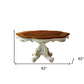 62" Brown And White Oval Solid Wood Pedestal Base Dining Table